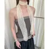 Lenço de Seda de Renda de Coração com Bolinhas de Alta Qualidade para Mulheres, Novo Estilo Primavera e Verão, Lenço Longo Fino para Pescoço, Gravata de Pescoço Estilo Artístico, Tendência