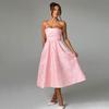 Europa e Estados Unidos estilo ins transfronteiriço quente novo vestido top tubinho gola amarração renda vestido moda justo