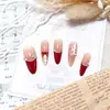 Uñas Portátiles Hechas a Mano Ankora Rojo Año Nuevo Ojo de Gato Rojo Francés Manicura Temperamento Lunares Blanqueamiento Avanzado Destello