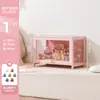Vitrina de Cristal Rosa para Guardar y Exhibir Artículos, Vitrina a Prueba de Polvo, Armario de Almacenamiento, Vitrina para Figuras