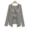 Nuevo Estilo de Otoño Conjunto de Dos Piezas Ajustado para Mujer, Estilo Pura Pasión con Camisola con Almohadillas en el Pecho, Top Holgado Adelgazante de Manga Larga
