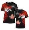 Camiseta 3D com Tema Canadense Transfronteiriço com Estampa de Folha de Bordo, Manga Curta Casual Soltinha para Homens e Mulheres