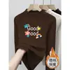 Ropa interior térmica de forro polar para niñas, cuello medio alto, estampado de dibujos animados, capa interior cálida, top de forro polar cepillado para niños, ropa para niños, manga larga