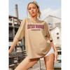 Camiseta Europeia Oversized de Manga Curta para Mulheres 150kg Transfronteiriça Primavera e Verão 2025 Blusa Solta de Manga Meia-Manga Comprimento Médio