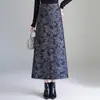 Falda recta de moda y versátil para mujer, versión coreana otoño 2026, de cintura alta, adelgazante, fluida, estampada, bodycon larga