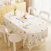 Toalha de mesa de jantar estilo cartoon, à prova d'água, à prova de óleo, lavável, 2025, luxo leve, toque de alta qualidade, toalha de mesa oval, tapete protetor, toalha de mesa de centro