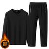 Conjunto de Sudadera de Algodón de Invierno con Cuello Redondo para Hombre, Jersey con Forro Polar, Ropa Deportiva Casual Cálida, Logo Personalizable, Forrado de Polar y Engrosado
