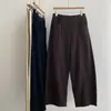 Pantalones cargo de algodón lavado para mujer, corte slim, tiro alto, pierna ancha, estilo otoño, semi-elásticos, casual