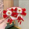 Horquilla Antigua Infantil de Año Nuevo Estilo Chino Petardos Accesorios para el Cabello Pin Rojo para Niña Tocado para Niñas Traje Tang Hanfu