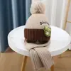 Conjunto de chapéu e cachecol infantil, design de dinossauro de desenho animado, conjunto unissex para bebês, conjunto quente de inverno para bebês e crianças maiores, conjunto de tricô feito sob medida