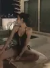 Biquíni sexy fashion atacado sem costas cintura alta alça triângulo peça única biquíni vento puro praia maiô feminino