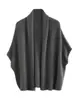 Xale Feminino Elegante e Casual 100% Lã Pura, Novo Cardigan Tricotado Versátil de Cor Sólida para Outono e Inverno, Top Morcego