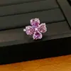 Anillo abierto de flor de trébol con circonita de colores, estilo nicho de alta gama, elegante, moderno, versátil y joyería única