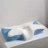 Almofada de pescoço em espuma de memória em formato de borboleta transfronteiriça, travesseiro em formato de chifre com retorno lento, portátil e enrolável, adequado para uso em hotel e em casa, travesseiro de suporte para o pescoço
