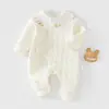 Mameluco para bebé, estilo otoño e invierno, Clase A, para niñas pequeñas, acolchado, de tres capas, cálido, protector de barriga, con capa de aire, estilo mariposa