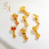 Colgante Jianyuesha Oro Ruyi Esmalte Goteado Bendición Nube Auspiciosa con Agujero Codo Pulsera Collar Joyería Accesorios DIY