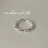 Anillo de Bambú Liso de Plata de Ley S925 Coreano Sin Piedras Diseño de Nicho Moda Coreana Elegante Anillo de Dedo Índice de Gama Alta