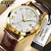 LIGE/Moda transfronteriza para hombre, reloj de cuarzo multifuncional impermeable con calendario y luminiscencia, reloj de pulsera de negocios en dorado y negro