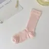 Calcetines de color liso con cordón estilo miu para mujer, calcetines de longitud media hasta la pantorrilla, calcetines de verano transpirables finos, estilo japonés, calcetines simples de felpa de verano