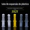 Parafuso de expansão 5x 25mm tubo de expansão de plástico atacado partículas de borracha de expansão bucha de expansão de nylon partículas de borracha Amarelo Cinza Branco