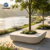 Banco de GRC com Canto Arredondado para Base de Árvore Concreto Pré-moldado Caminho à Beira-rio Borda de Árvore Integrada Banco de Terrazzo para Paisagismo Feito Sob Medida