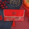 Sobres Rojos de Tela Brocada con Borlas para Bodas, Diseño Creativo, Personalizables con Palabras Felices, Venta al por Mayor
