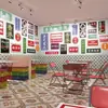 Papel tapiz de restaurante de té estilo Hong Kong retro nostálgico Tela de pared de fondo para sala de juegos de ajedrez y cartas de moda Papel tapiz de tienda de snacks de sala de hielo estilo Hong Kong
