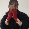 Guantes sólidos boutique de tacto tipo cachemira para mujer, compatibles con pantalla táctil, con hilo de lana con flor, alta calidad, otoño e invierno, Japón y Corea
