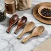 Fabricante de Productos Nuevos Venta al por Mayor Creativa Compacta Cuchara de Madera Estilo Japonés Mango Corto Boca Ancha Cuchara Mini Cuchara de Madera Cuchara para Té Espátula