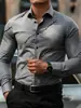 Camisa de Hombre Elástica Transfronteriza para Hombre 2026 Manga Larga Botones Corte Ajustado Tallas Grandes