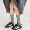 Calcetines Shannon Estilo Coreano Grises con Rayas Verticales Delgados Delgados Color Sólido Ins Sencillos Adelgazantes Apilados Calcetas para Mujer Combinan con Todo