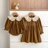 Vestido de niña estilo coreano, Mameluco de recién nacido con cuello floral de primavera y otoño, Vestido de una pieza para bebé niña, Atuendo de hermana