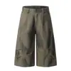 Shorts Cargo Lavados con Efecto Desgastado de la Alta Calle Americana para Hombre, Pantalones Cortos tipo Scimitar Holgados Casuales con Diseño Plisado para Hombre y Mujer