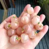Jade Dorado Natural pequeña Manzana colgante Rosa Melocotón Floral Jade Fruta de la Seguridad pequeño Deslizante DIY accesorios de colgante de jade