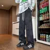 Pantalones de Seda Helada con Textura Tie-Dye para Hombre, Pantalones Deportivos de Corte Holgado Estilo Americano de Secado Rápido, Pantalones Casuales Rectos Sueltos de Pierna Ancha