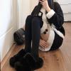 Otoño e Invierno medias de bola de peluche blanca para mujer, medias cálidas gruesas de lana de cordero, calcetines básicos, calcetines por encima de la rodilla