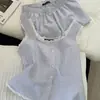 Pijama Feminino Verão Estilo Coreano Simples Listrado Ins Renda Costura Alça Shorts Casuais Curtos Roupas de Casa conjunto