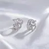 Ear Cuff Estrela e Lua Romântico com Zircônia Sem Perfuração, Presente de Aniversário para Melhor Amiga, Clipe de Orelha Dupla Camada Estrela e Lua