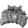 Juego de ropa de cama de cuatro piezas de gasa abullonada de color sólido y dos tonos, algodón puro, sábana de grado madre e hijo, funda de edredón, sábana bajera, juego de tres piezas para dormitorio de estudiante