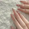 Gradiente Dorado Diamante Brillante Elegante Atmósfera de Alta Gama Versátil Manicura Sencilla Uñas Portátiles Removibles Hechas a Mano Puras