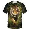 Ventas Directas de Fábrica Camiseta de Moda Estampada para Hombre León Tigre Impresión Digital 3D Top de Manga Corta