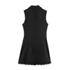 Vestido de encaje negro de doble botonadura para mujer, estilo europeo y americano, primavera 2026 10768