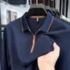 Nueva Camisa Polo Casual de Color Sólido con Cuello de Solapa para Hombre Otoño e Invierno, Camiseta Base Delgada de Moda de Negocios Holgada