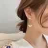 Aguja de plata 925 Corea del Sur Dongdaemun concha gota de agua dulce largos flor primavera y verano pedrería temperamento aretes aretes para mujer