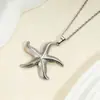 Collar Colgante de Acero Inoxidable Chapado en Oro de 18K con Forma de Estrella de Mar de Venta Caliente Transfronteriza, Cadena para Clavícula Estilo Océano Europeo y Americano, Envío Directo de Una Pieza