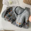 Cardigan Tricotado de Lã Redondo Suave Estilo Retrô para Mulheres, Novo Estilo Coreano de Primavera, Redutor de Idade, Jaqueta Suéter Color Block, Transfronteiriço