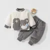 Conjunto de dos piezas para bebé, 120g, acolchado, engrosado, otoño e invierno, chaqueta de algodón, pantalones de algodón, ropa exterior para niños con top de algodón
