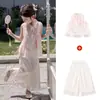 Hanfu para Niñas 2026 Nuevo Estilo Elegante para Bebés, Conjunto de Disfraz Tradicional Chino Modernizado, Traje Tang sin Mangas de Estilo Nacional para Niños