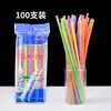 Canudos embalados individualmente, coloridos, flexíveis e artisticamente desenhados; canudos extra-longos para milk tea e outras bebidas; adequado para uso comercial