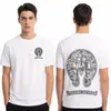 Marca de moda Comercio transfronterizo Mismo estilo Auténtico Ch Cro Croix Estampado de Cruz en el Frente y la Espalda Corte holgado Camiseta de manga corta para hombre y mujer